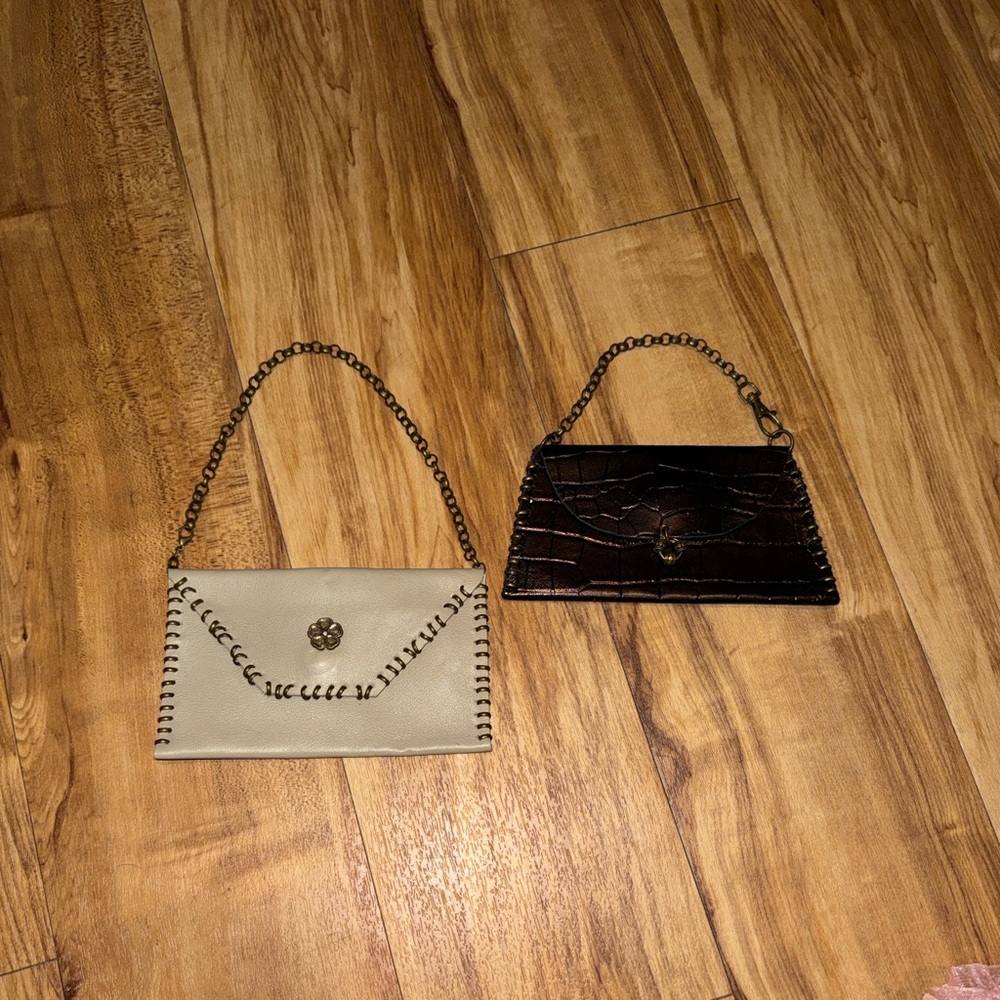 Handmade genuine leather detachable Chain wristlet Bags